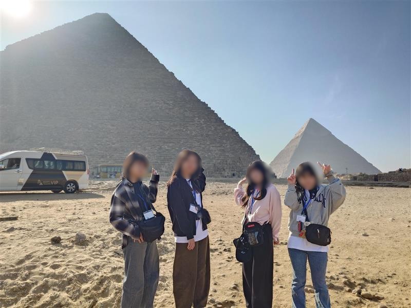 students with pyramids